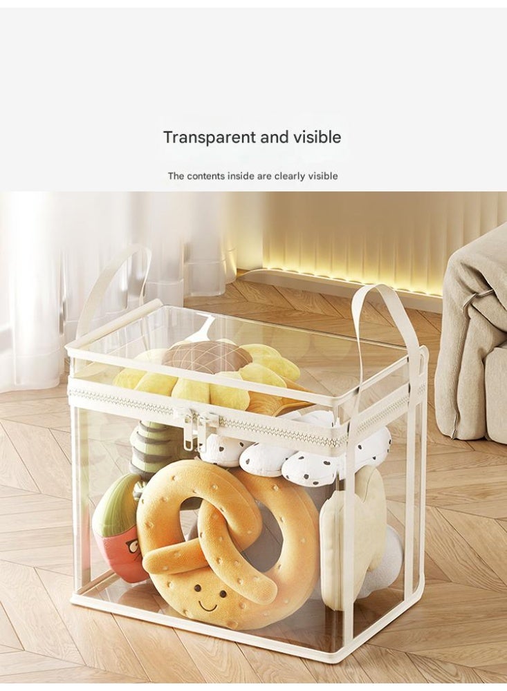 XiuWoo 2-Piece Transparent Dustproof Handheld Zipper with Lid Storage Box, Household Toy Sorting Basket - Image 4