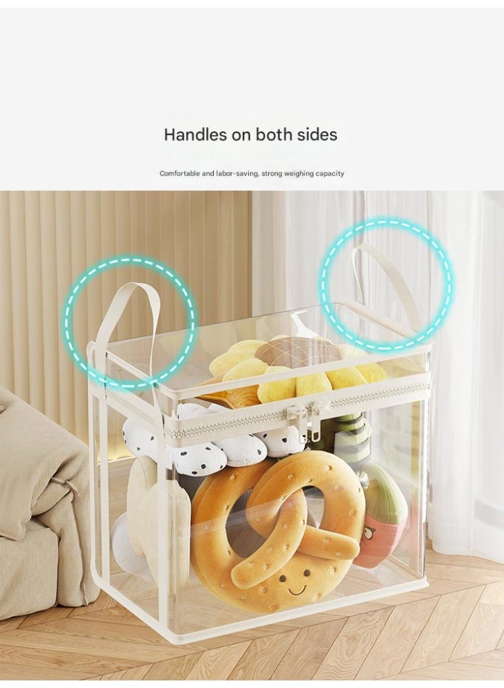 XiuWoo 2-Piece Transparent Dustproof Handheld Zipper with Lid Storage Box, Household Toy Sorting Basket - Image 5