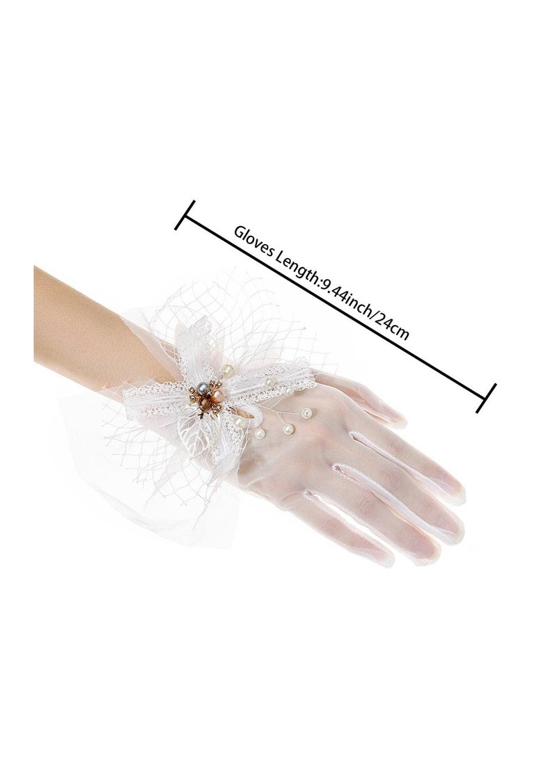 Lace Gloves Bridal Elegant Short Lace Gloves Women Tea Party Gloves for Dinner Photograph Wedding Prom Opera - Image 4