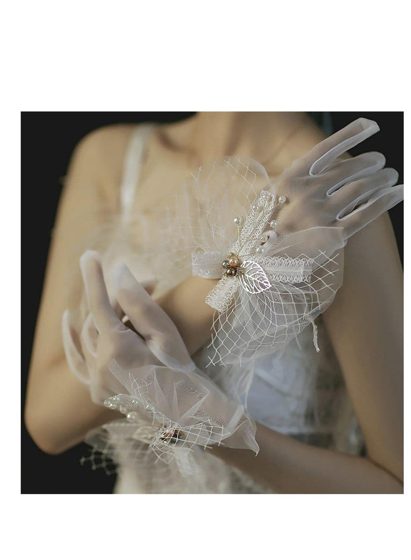 Lace Gloves Bridal Elegant Short Lace Gloves Women Tea Party Gloves for Dinner Photograph Wedding Prom Opera - Image 2