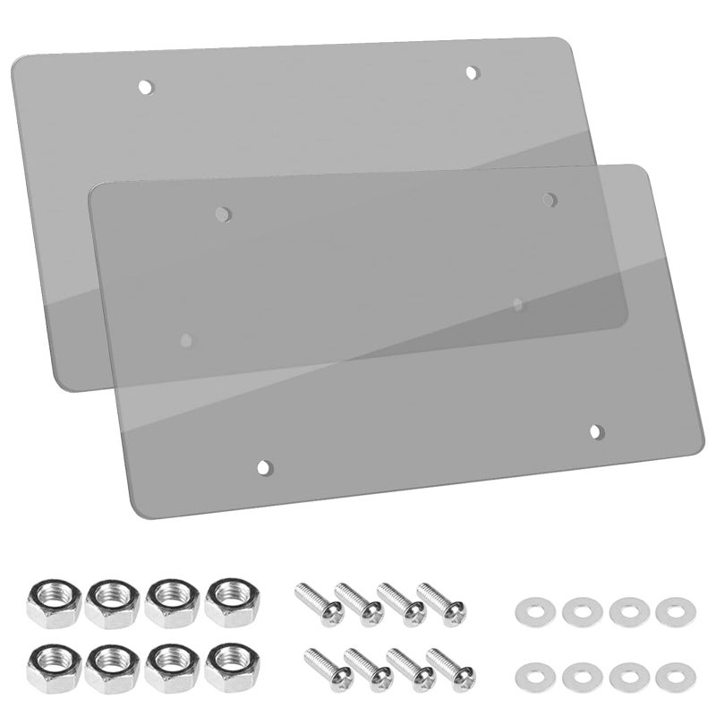 Wanheart Flat License Plate Cover Set 2 Pack Clear â€“ Frameless ABS Protector for Standard 12Ã—6 US Plates, Scratch UV Resistant Plate Cover with Screws Caps, Front Rear Car Accessories (Clear) - Image 1