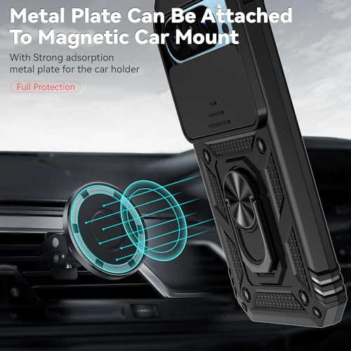 PUSHIMEI for Google Pixel 10 / Pixel 10 Pro Case: with Slide Camera Cover Screen Protector [Military Grade Drop Tested] Magnetic Ring Holder Kickstand Protective Phone Case for Google Pixel 9/9 Pro, Black - Image 3