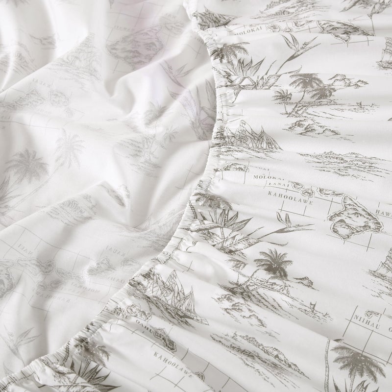 Tommy Bahama - Queen Sheets  Cotton Percale Bedding Set  Crisp & Cool  Stylish Bedding Set (Vintage Map Brown  Queen) - Image 4