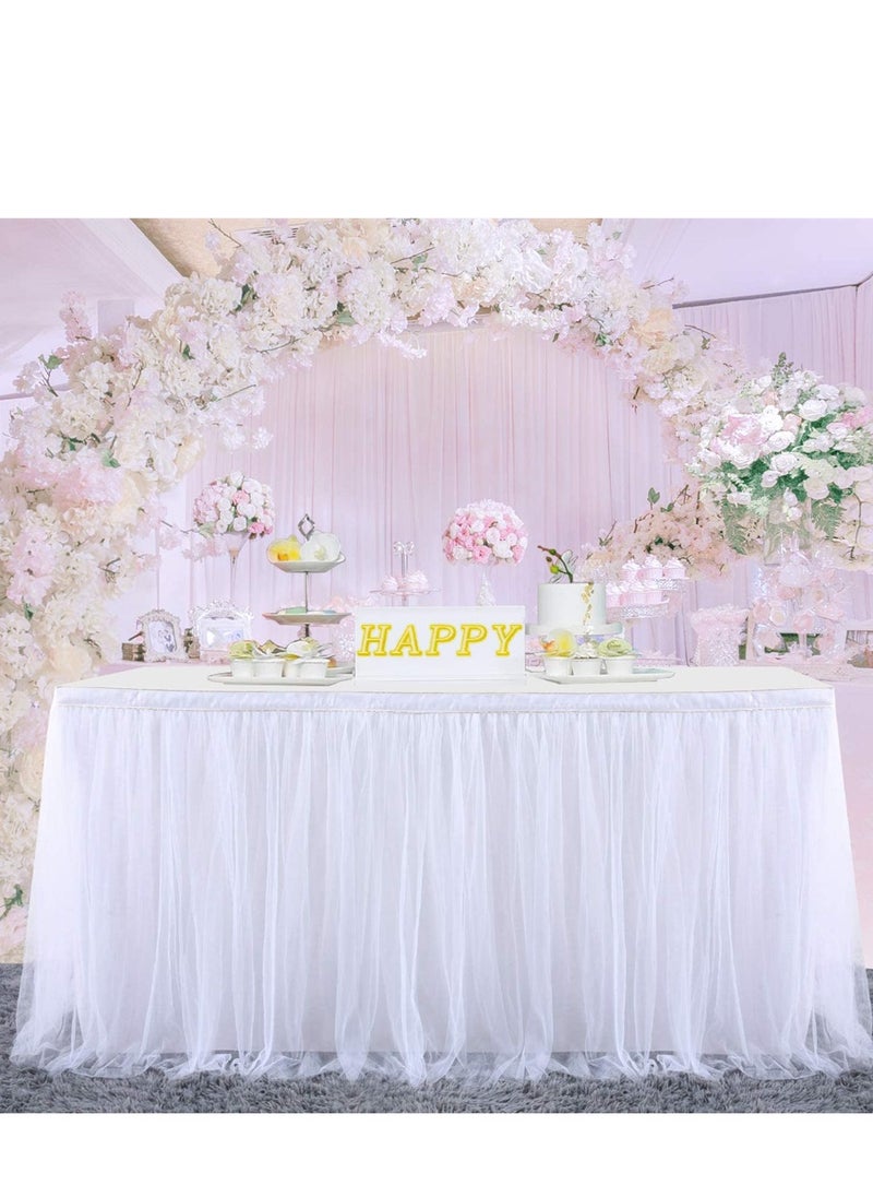 White Tulle Table Skirt for Rectangle or Round Tables, Tutu Table Skirt, Ruffle Table Cloth for Wedding Bridal Shower Baptism Birthday Party Christening Banquet Table Decorations (L6(ft), H 30In) - pzsku/Z7FC84B2FC256AAED6DC4Z/45/_/1698455933/6fdd0243-12e3-47a8-bb2e-697bd8bf02a9