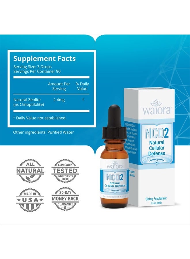 Waiora قطرات زيويت نCD2 السائلة المنشطة، قطرات زيويت سائلة/مخلوطة في الطعام/المشروبات، تطهير الجسم الطبيعي ودعم المناعة، قطرات زيويت سائلة متوازنة pH طبيعية - 1 زجاجة - 15 مل - Image 2
