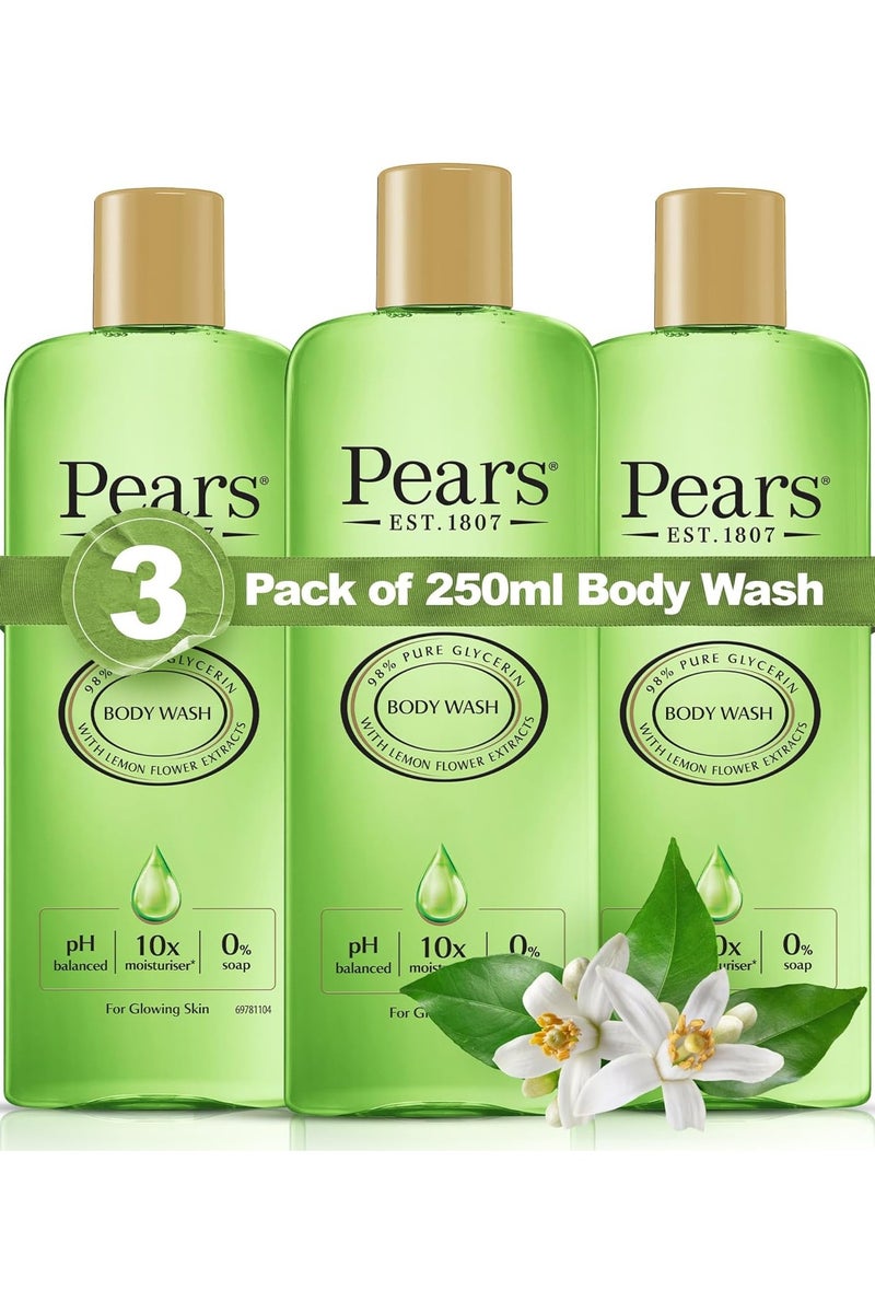 بيرز غسول للجسم بخلاصة زهرة الليمون، 3 عبوات 250 مل، جل منظف مغذي - مصنوع من زيوت طبيعية - Image 1