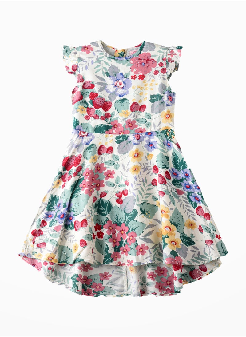 Jelliene Twirling Blooms: فستان زهري للفتيات مريح ومريح وأسلوب مرح  - Image 1