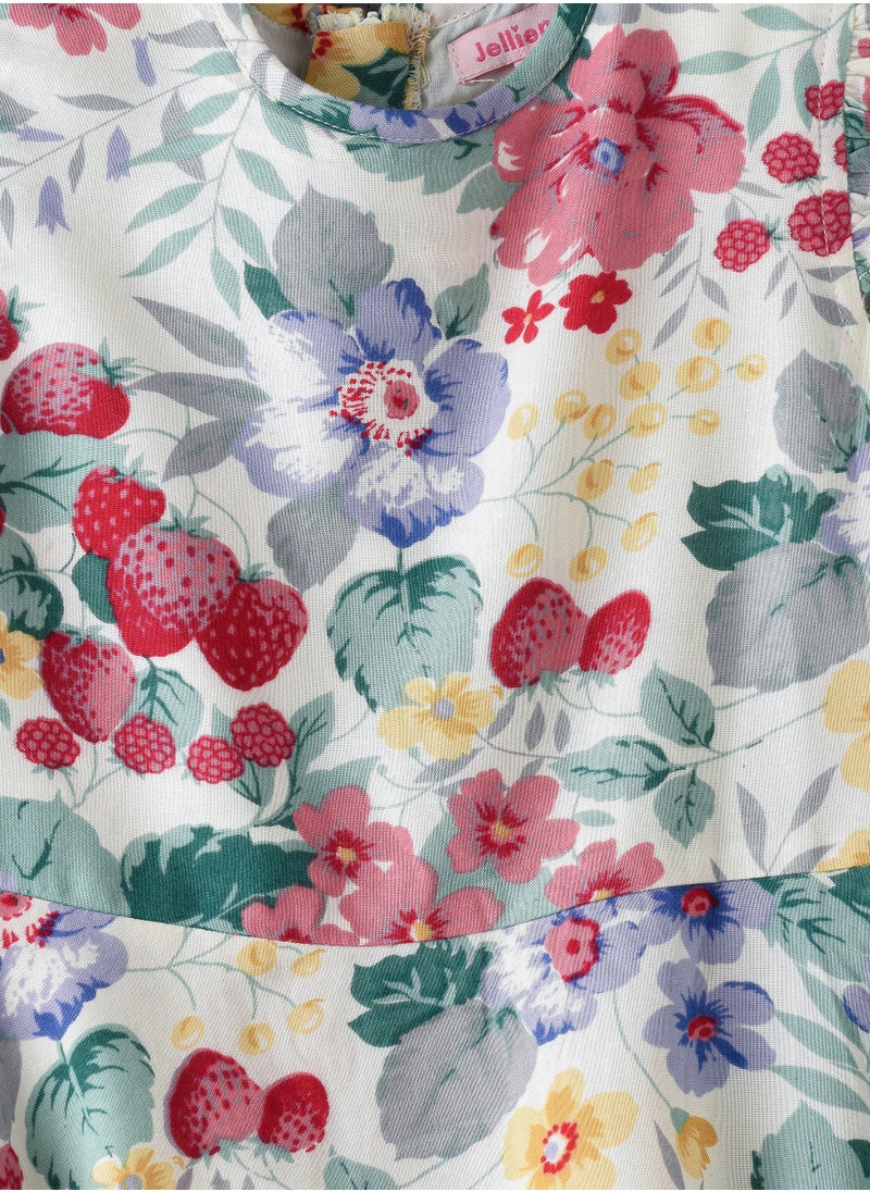 Jelliene Twirling Blooms: فستان زهري للفتيات مريح ومريح وأسلوب مرح  - Image 3