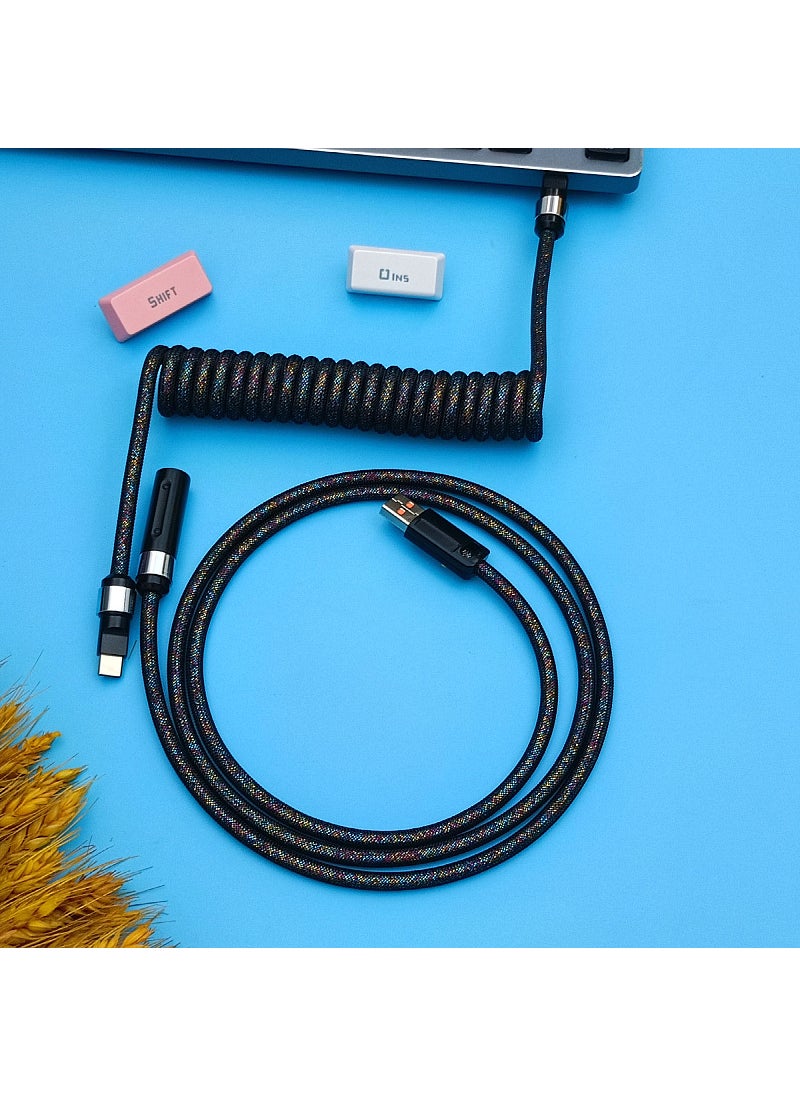 Generic 8K Magnetic Axis Mechanical Keyboard USB-C Data Cable Colorful black multi-function aviation line (black hardware) 