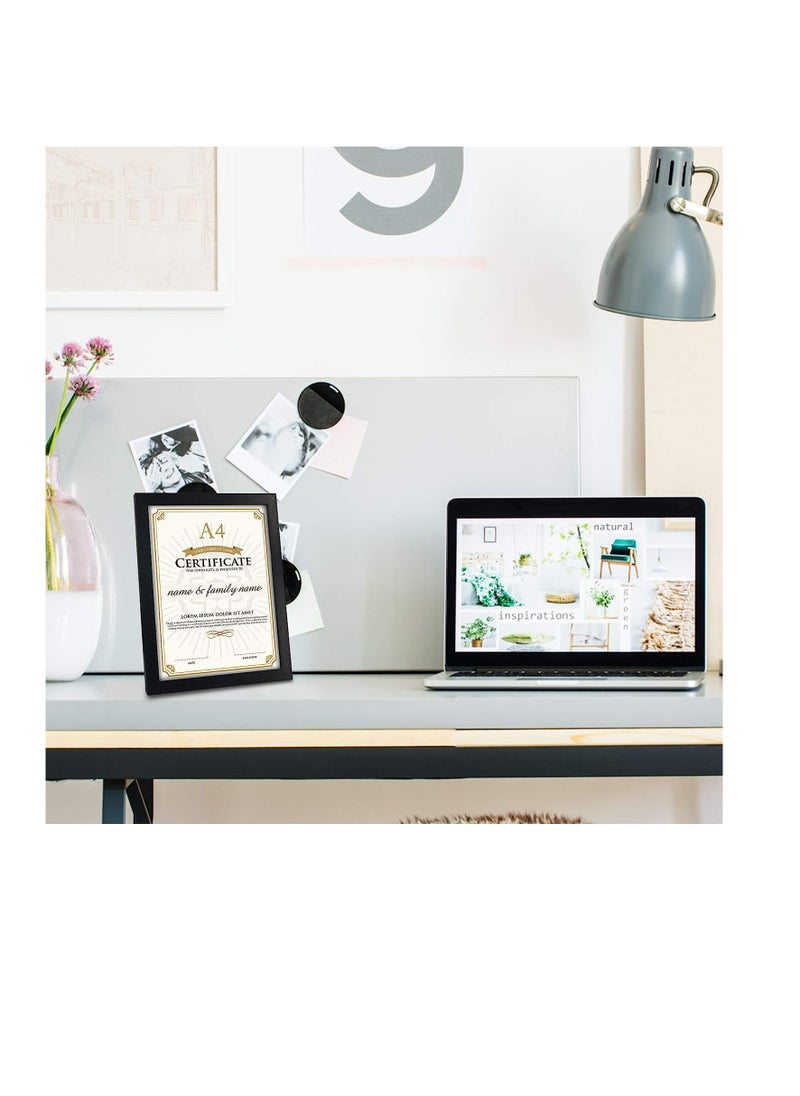 AKDC A4 Certificate Picture Frame,Wood Grain,UV Protection Acrylic,Wall or Tabletop Display,2 Pack, Black  - Image 2