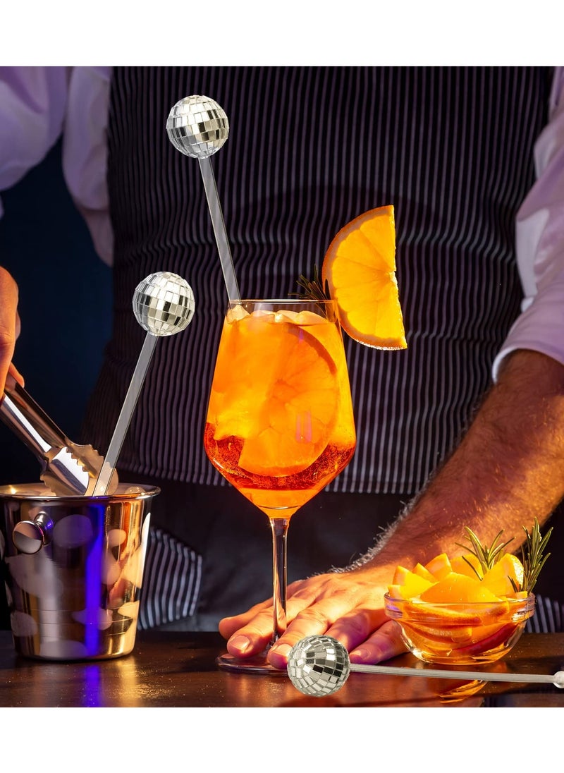 Generic - 24 Disco Ball Cocktail Stirrers for Home Bar and Cafe Use, Plastic Swizzle Sticks for Drinks and Cake Pops - Image 1