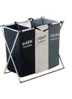 HotsUAE HotsUAE 135L Foldable Laundry Basket Cloth Hamper Sorter Basket 3 Sections With Aluminum Frame 68×60×38Cm  - Image 1