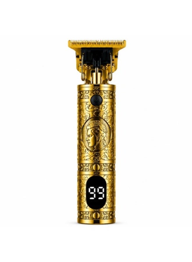 YACD D-001 Professional Hair Clipper, Cordless Rechargeable USB Hair Trimmer with LED Display, Gold - Image 1