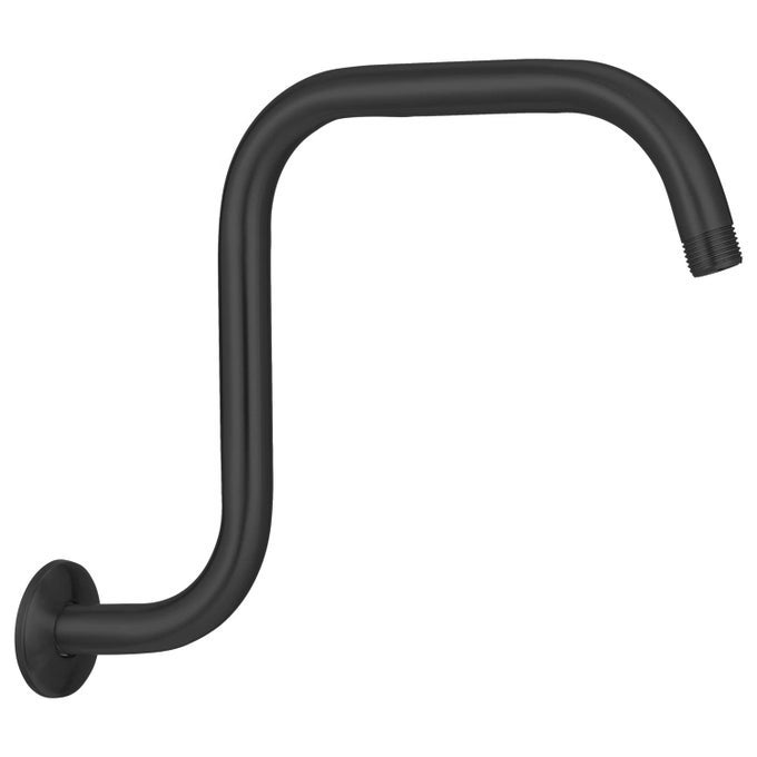 13 INCH SHOWER HEAD EXTENSION ARM WITH FLANGE S SHAPED SHOWER HEAD RISER PIPE STAINLESS STEEL LONG GOOSE NECK CURVE STANDARD 12 CONNECTION BLACK