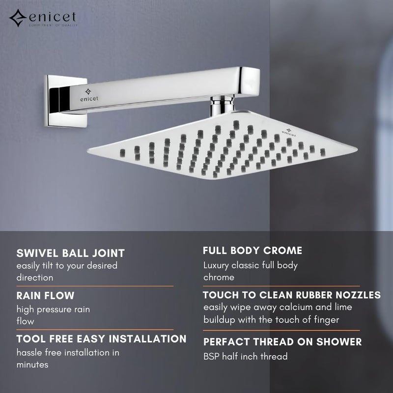 Enicet Brass High Flow Diverter Set With Spout and Shower Chrome Finish Single Lever Diverter Set For Bathroom Bathroom Shower Set Shower System Mixer Tap for Bathroom Tap Set TE134SP - Image 4