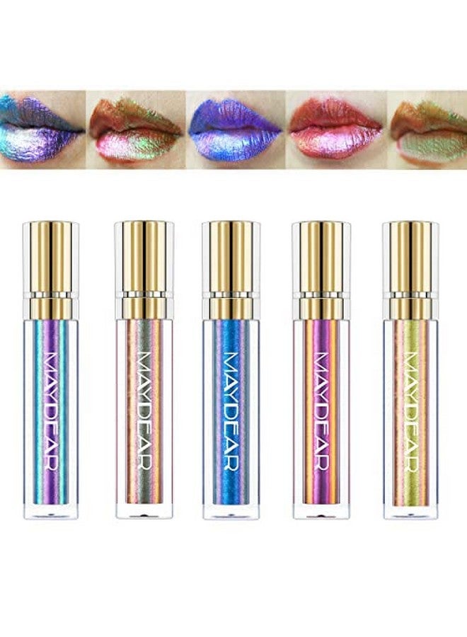 Maydear Chameleon Lipstick 5 Colors Set Long Lasting Waterproof Colourful Diamond Shimmer Lip Gloss For Women Girls Makeup Kit - Image 1
