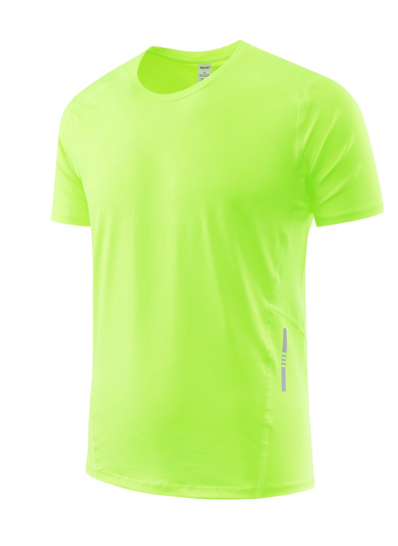 Loquat Men Quick Dry Breathable Elastic T-Shirt Green  - Image 2