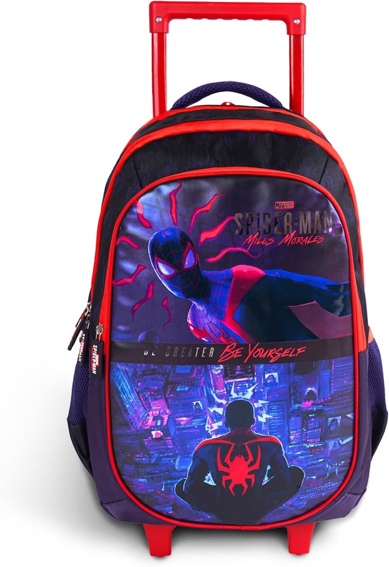ترو كير حقيبة عربة سبايدرمان للأطفال مقاس 18 بوصة - حقيبة ظهر مريحة وخفيفة الوزن ومتينة للطلاب من سن 6 سنوات فما فوق - مثالية للسفر والمدرسة، للأولاد - Image 1