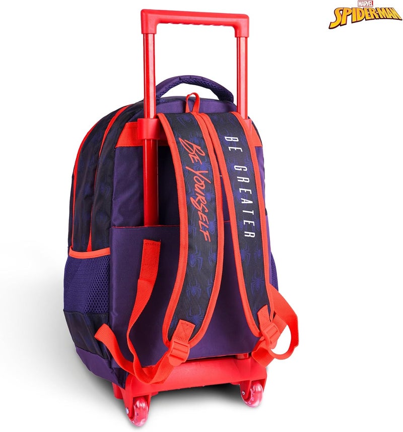 ترو كير حقيبة عربة سبايدرمان للأطفال مقاس 18 بوصة - حقيبة ظهر مريحة وخفيفة الوزن ومتينة للطلاب من سن 6 سنوات فما فوق - مثالية للسفر والمدرسة، للأولاد - Image 2