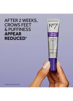 No7 Pure Retinol Eye Cream - Under Eye Cream for Wrinkles, Fine Lines & Puffiness with 0.5% Retinol - Infused with Shea Butter to Smooth and Hydrate Skin (0.5 Oz)  - Image 4