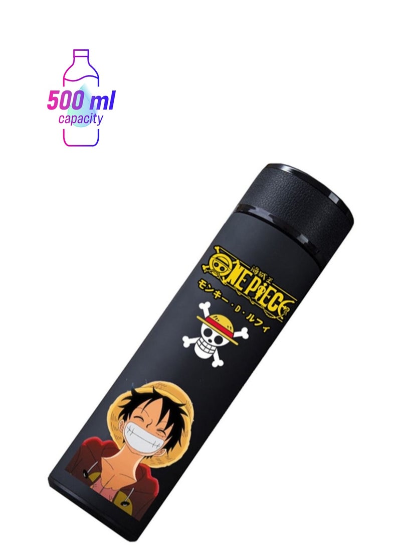 One Piece Luffy Stainless Steel Thermos Cup 500ML Black - Image 1