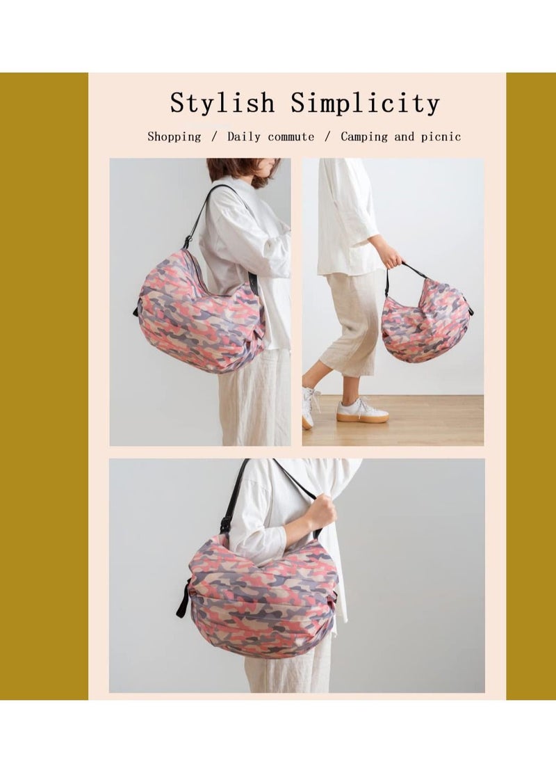 Excefore Reusable Shopping Bags, 2 PCS Large Capacity Reusable Grocery Bags, Portable Foldable Grocery Storage Tote, Waterproof Oxford Cloth Duffle for Shop for Daily Commuting, Shopping, Camping, Traver - Image 4