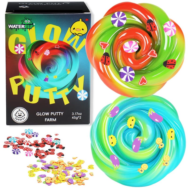 WATERELF 2PC Glow in The Dark Putty for Kids Fidget Stress Relief Play Putty for Boys Girls Adults NonSticky Therapy Toys 16 Oz2 Green RedBlue Green - Image 3