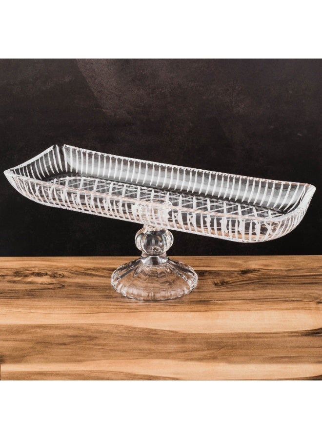 Dania ✨ Luxurious glass serving dish with a high base – Length 37.5 cm | Height 13 cm | Elegant design for luxurious hospitality ✨ - Image 2