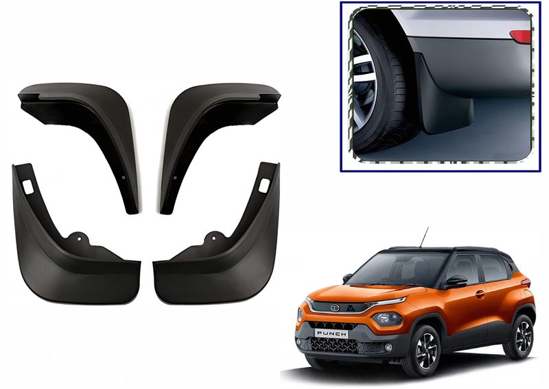 AUTOVEA® Plastic Mud Flaps | Pack of 4 | Compatible with Tata Punch (2021-2024) - Image 1