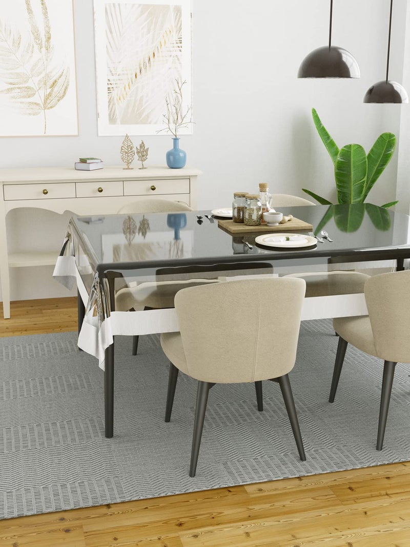 Clasiko 4 Seater Dining Table Cover; 54x78 Inches; Material - PVC; Shape - Rectangle; Pack of 1; Anti Slip; Broad White Lace - Image 2