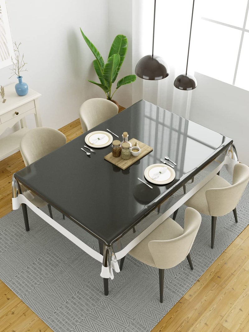 Clasiko 4 Seater Dining Table Cover; 54x78 Inches; Material - PVC; Shape - Rectangle; Pack of 1; Anti Slip; Broad White Lace - Image 1