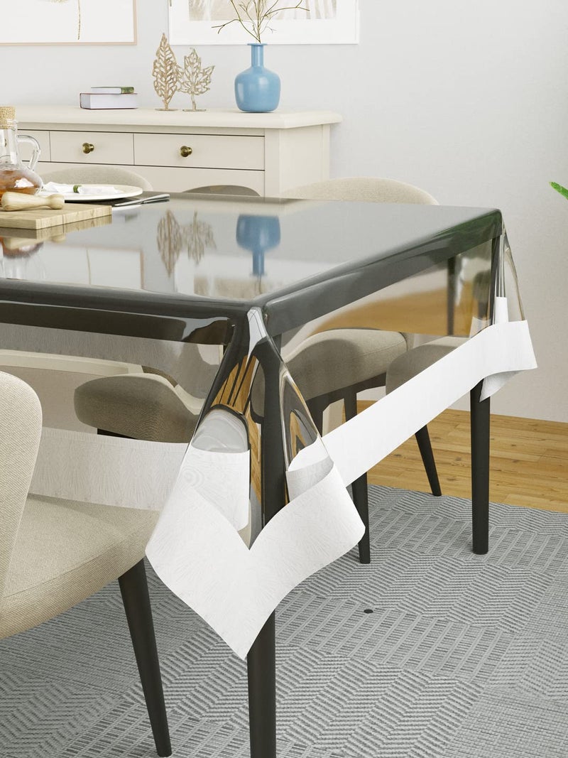 Clasiko 4 Seater Dining Table Cover; 54x78 Inches; Material - PVC; Shape - Rectangle; Pack of 1; Anti Slip; Broad White Lace - Image 3