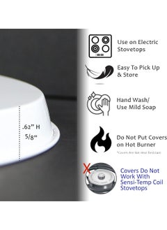 Reston Lloyd Reston Lloyd, Burner Covers For Electric Stovetop, Decorative Lightweight Tin Covers, Set of 4 (2-8 inch & 2-10 inch), Conceals Messy Drip Pans, White  - Image 4