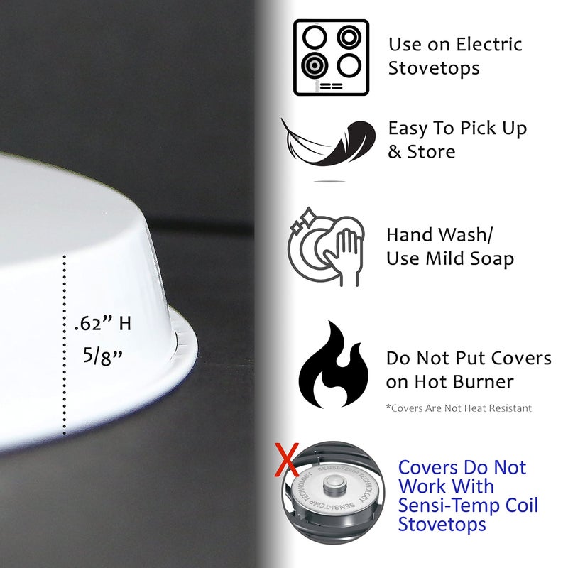 Reston Lloyd, Burner Covers For Electric Stovetop, Decorative Lightweight Tin Covers, Set of 4 (2-8 inch & 2-10 inch), Conceals Messy Drip Pans, White - Image 4