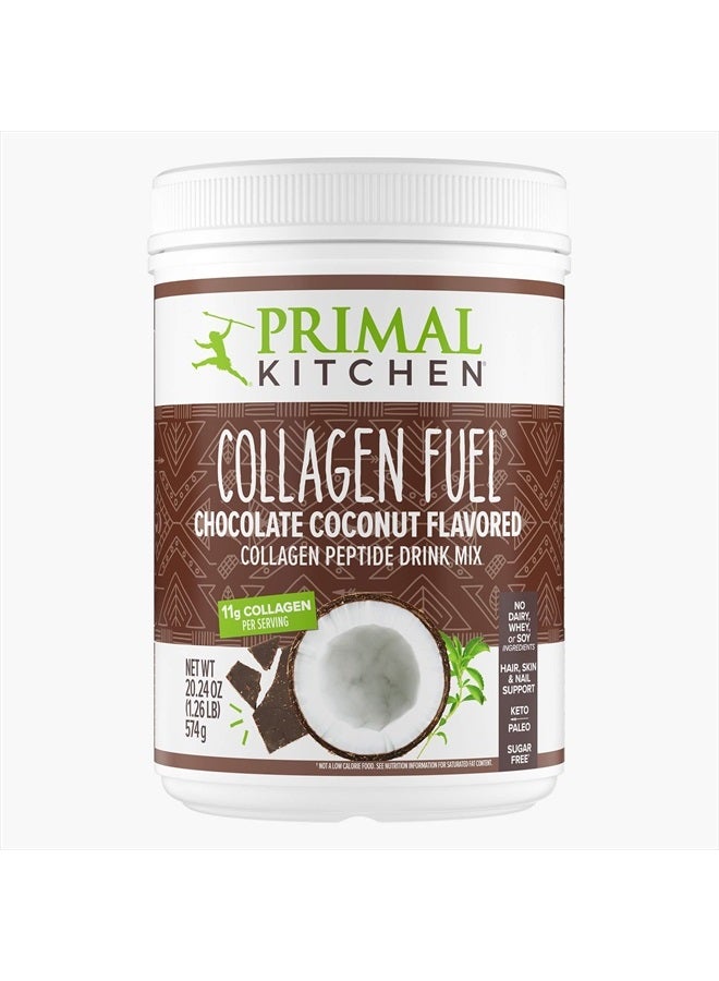 Primal Kitchen Chocolate Collagen Fuel Drink Mix, Chocolate Coconut Collagen Peptides, No Sugar or Dairy, 20 Ounces - Image 1