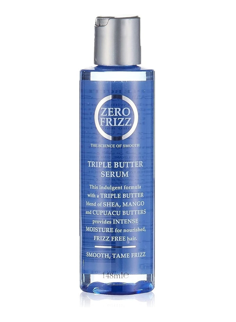 Zero Frizz Triple Butter Hair Serum 148ml | Anti-Frizz Moisturizing Serum with Shea, Mango & Cupuaçu | Restore Shine & Smoothness for Dry, Damaged Hair - Image 1