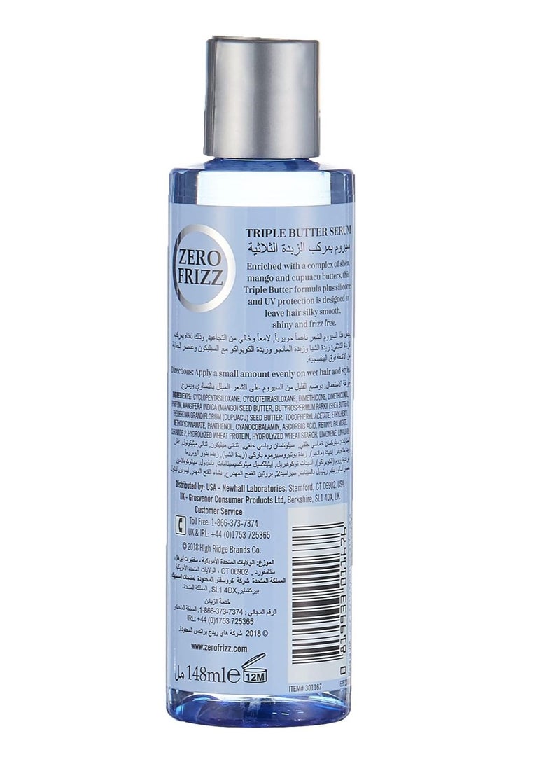 Zero Frizz Triple Butter Hair Serum 148ml | Anti-Frizz Moisturizing Serum with Shea, Mango & Cupuaçu | Restore Shine & Smoothness for Dry, Damaged Hair - Image 2