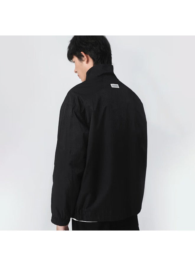Markless Men's Jacket, Autumn And Winter Solid Color Workwear Top, Stand-up Collar Casual Jacket, Wtb3170m, Black, XL - Image 3