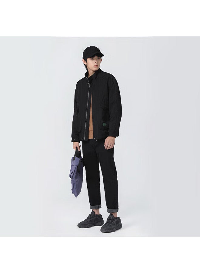 Markless Men's Jacket, Autumn And Winter Solid Color Workwear Top, Stand-up Collar Casual Jacket, Wtb3170m, Black, XL - Image 2