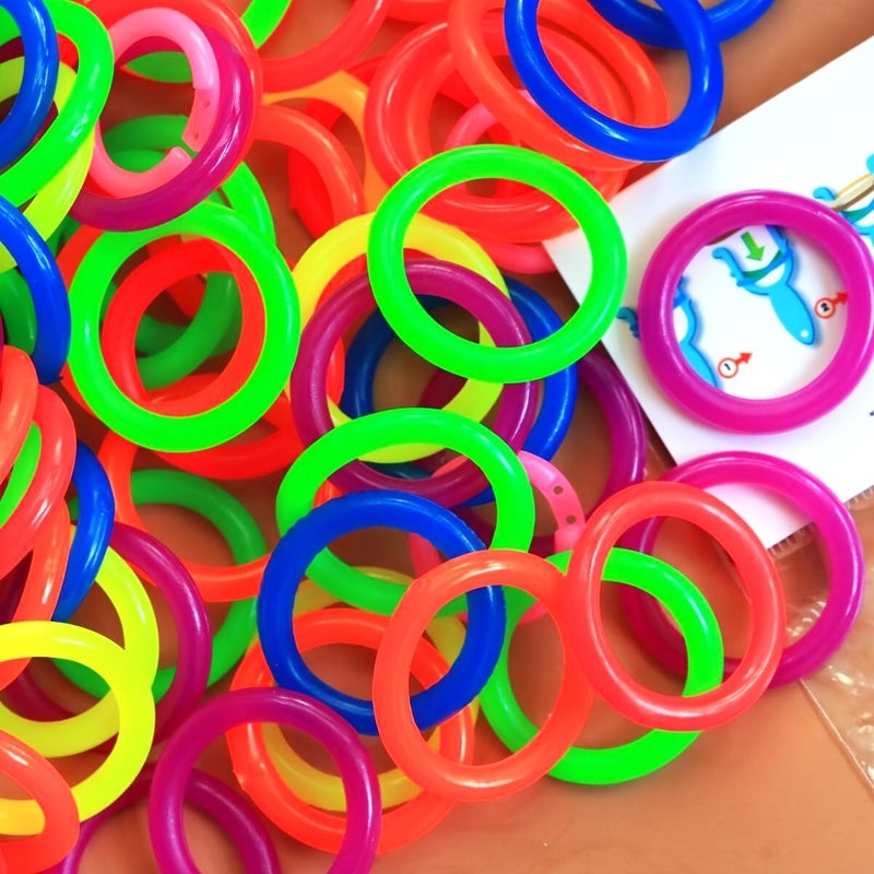 30 Mm Mixed Color Rubber Band Kit 60 Pieces With Plastic Catapult And Connecting Buckle Art Craft Loom Set Creative Birthday Gift Christmas Valentine Gift - Image 5