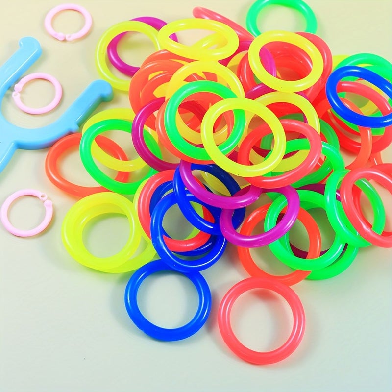 30 Mm Mixed Color Rubber Band Kit 60 Pieces With Plastic Catapult And Connecting Buckle Art Craft Loom Set Creative Birthday Gift Christmas Valentine Gift - Image 3