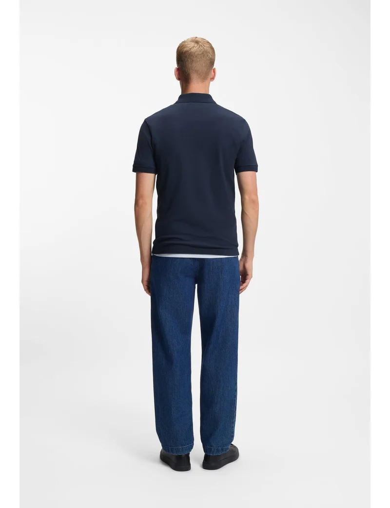 BOSS Stretch-cotton slim-fit polo shirt with logo patch