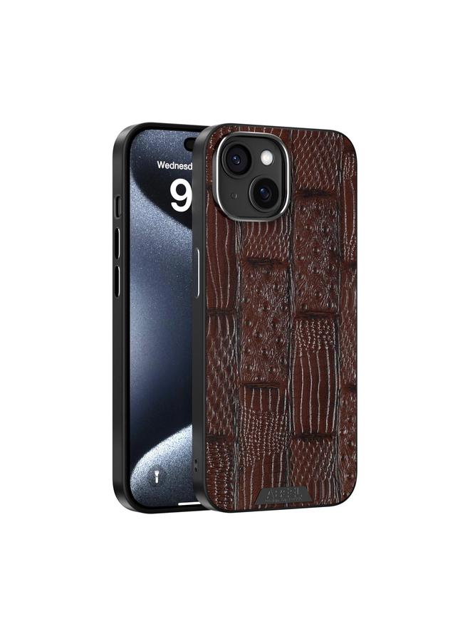 S-TOP Case For iPhone 15 Plus ABEEL Beast Pattern 6D Micro-Embossed MagSafe Genuine Leather Phone Case - Image 1