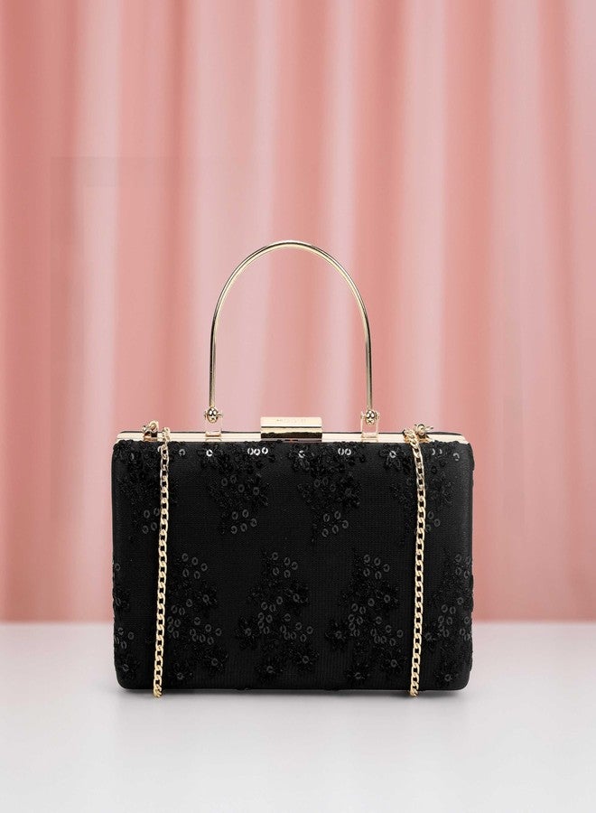 Mochi Metro Women's Black Rectangular Sling Bags(38-241) - Image 2