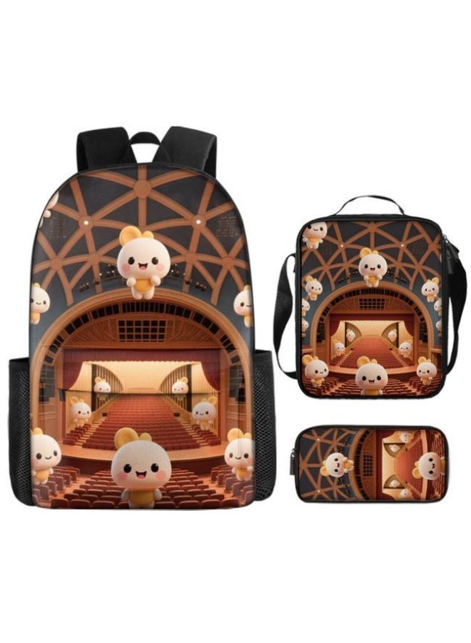 [Super new special offer] Cartoon theme bag three-piece set | double-shoulder + hand-held + storage pen bag | gift self-use good-looking - 1317  - Image 2
