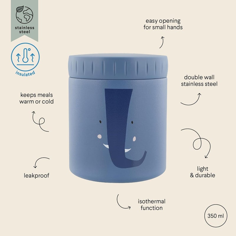 Trixie Mrs. Elephant Insulated Food Jar - 350ml - Blue - Image 3