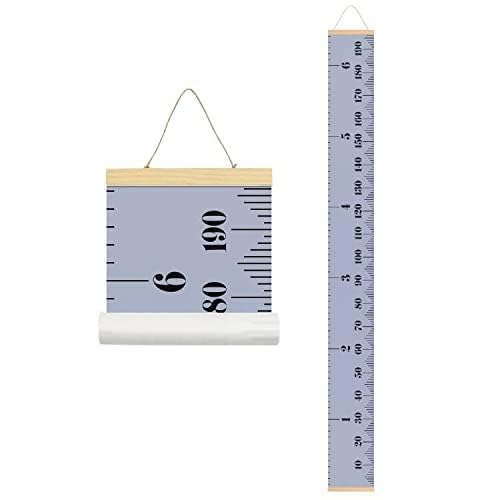 MinoMia Kids Growth Chart, Wood Frame Fabric Canvas Height Measurement Ruler from Baby to Adult for Child's Room Decoration 7.9 x 79in (7.9 x 79in, Gray) - Image 2