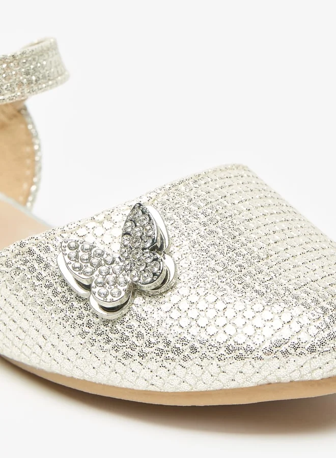 فلورا بيلا من شو إكسبرس Girls Butterfly Accent Ballerina Shoes with Hook and Loop Closure