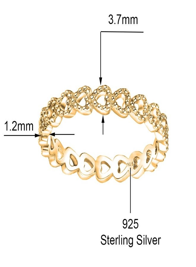 Savlano 925 Sterling Silver Bezel Hearts Stackable Ring Band 18K Gold Plated Ring for Women - Made in Italy Comes Gift Box (9) - Image 2
