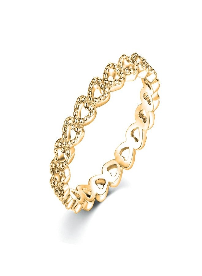 Savlano 925 Sterling Silver Bezel Hearts Stackable Ring Band 18K Gold Plated Ring for Women - Made in Italy Comes Gift Box (9) - Image 1